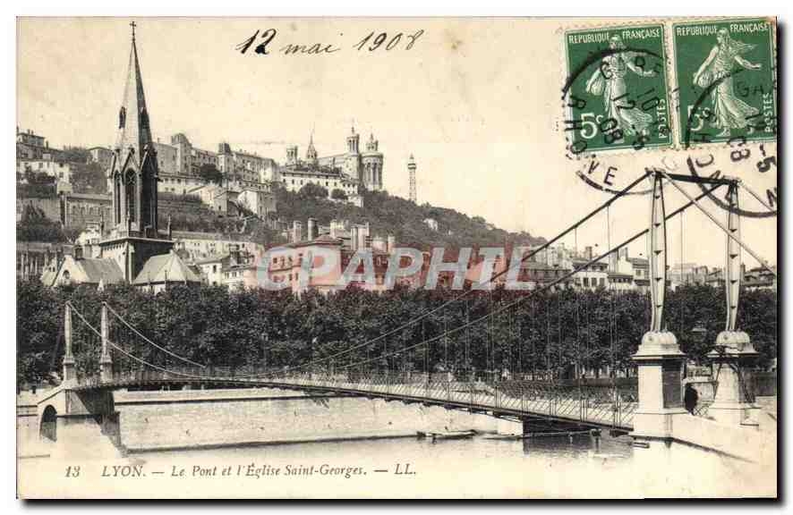 CPA Lyon Le Pont et l'Eglise Saint Georges 