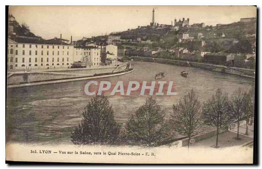 CPA Lyon Vue sur la Saone vers le Quai Pierre Seize