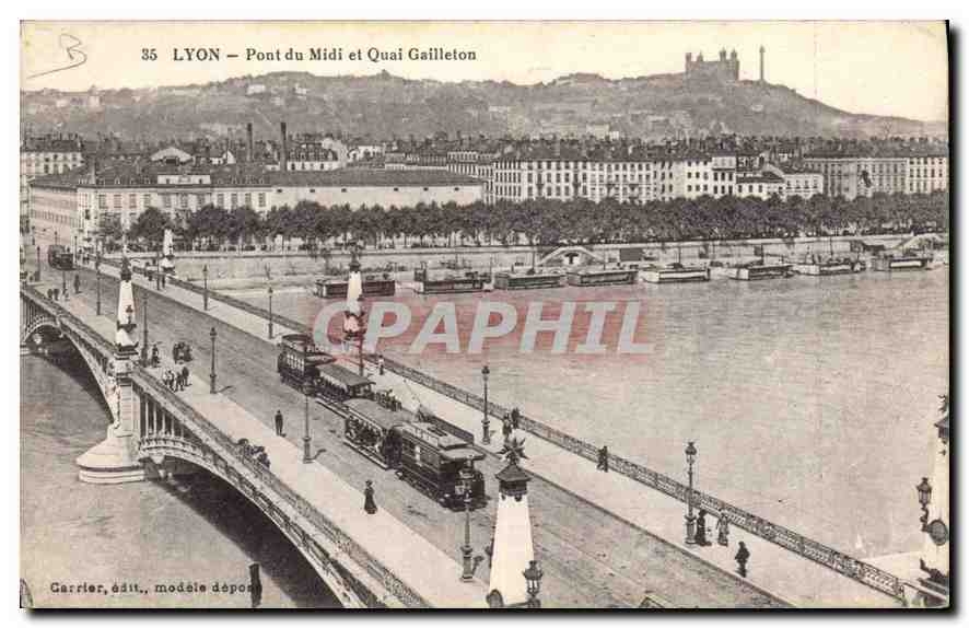 CPA Lyon Pont du Midi et Quai Gailleton 