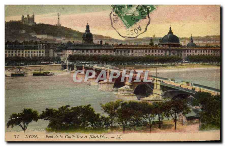 CPA Lyon Pont de la Guillotiere et Hotel Dieu 