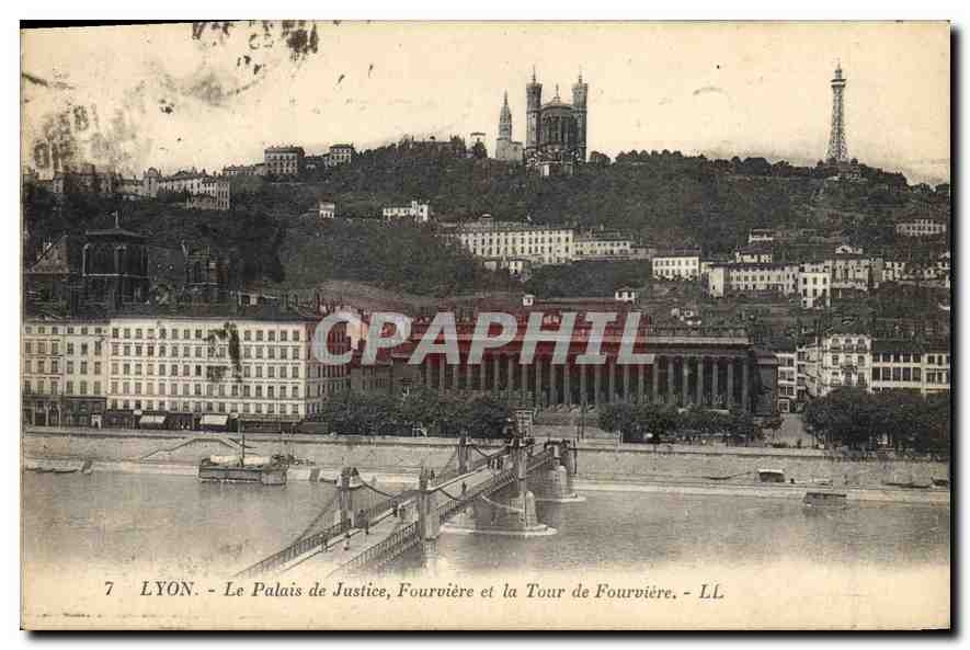 CPA Lyon Le Palais de Justice Fourviere et la Tour de Fourviere 