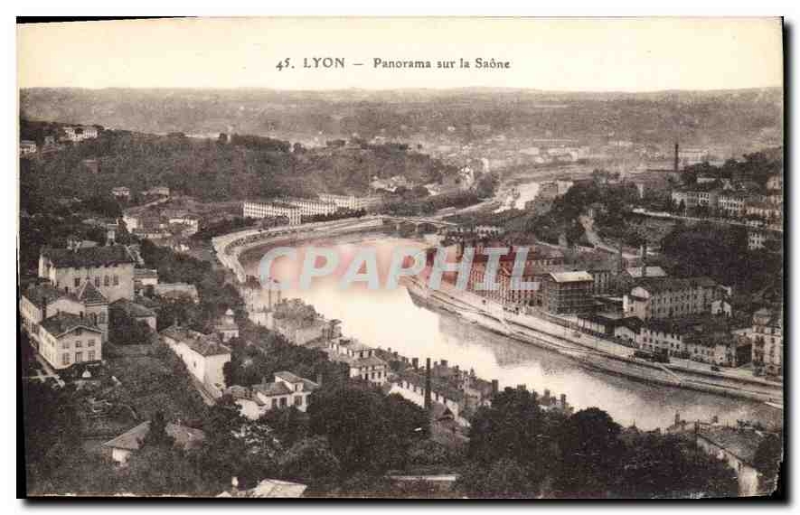 CPA Lyon Panorama sur la Saone 