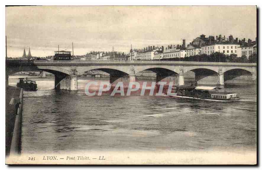 CPA Lyon Pont Tilsitt Bateau Peniche