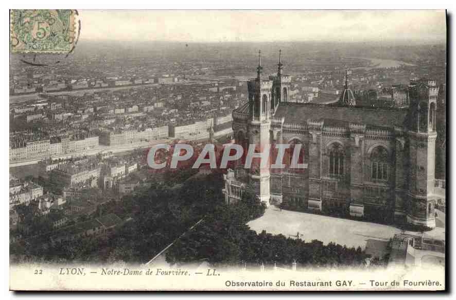 CPA Lyon Notre Dame de Fourviere L L Observatoire du Restaurant GAY Tour de Fourviere 