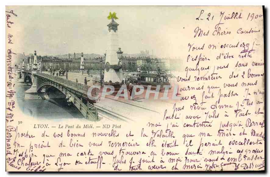 CPA Lyon Le Pont du Midi Carte 1900 Tramway