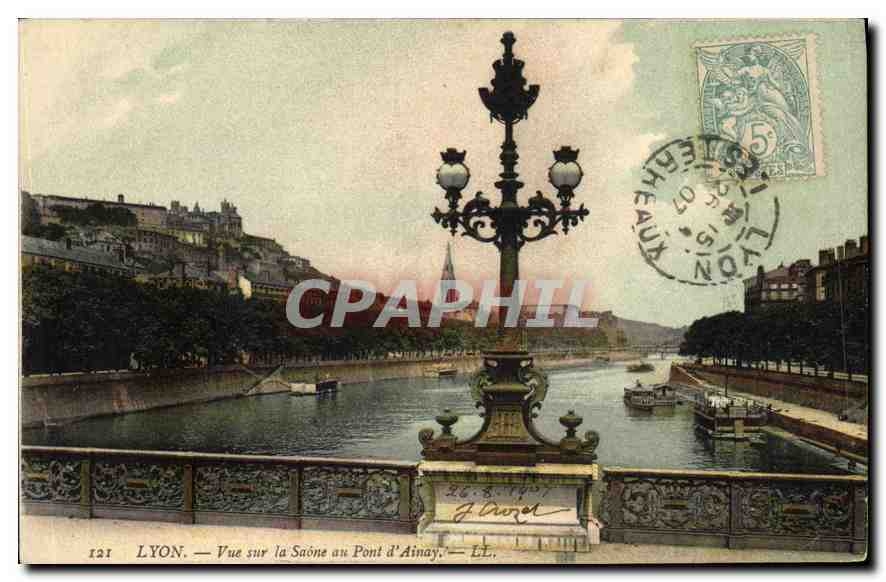 CPA Lyon Vue sur la Saone au Pont d'Ainay