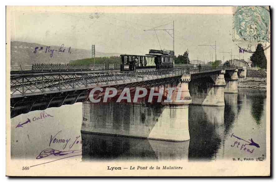 CPA Lyon Pont de la Mulatiere Tramway