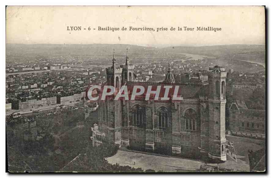 CPA Lyon Basiliqaue de Fourvieres prise de la Tour Metallique