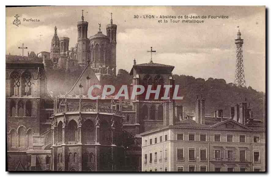 CPA Lyon Absides de St Jean de Fourviere et la Tour metallique