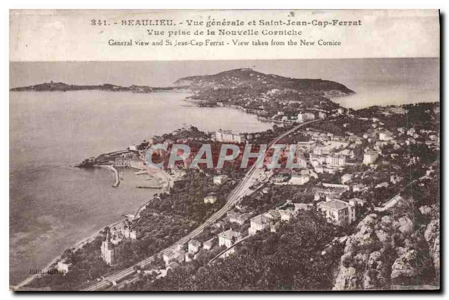 CPA Beaulieu Vue generale et Saint Jean Cap Ferrat Vue prise de la Nouvelle Corniche