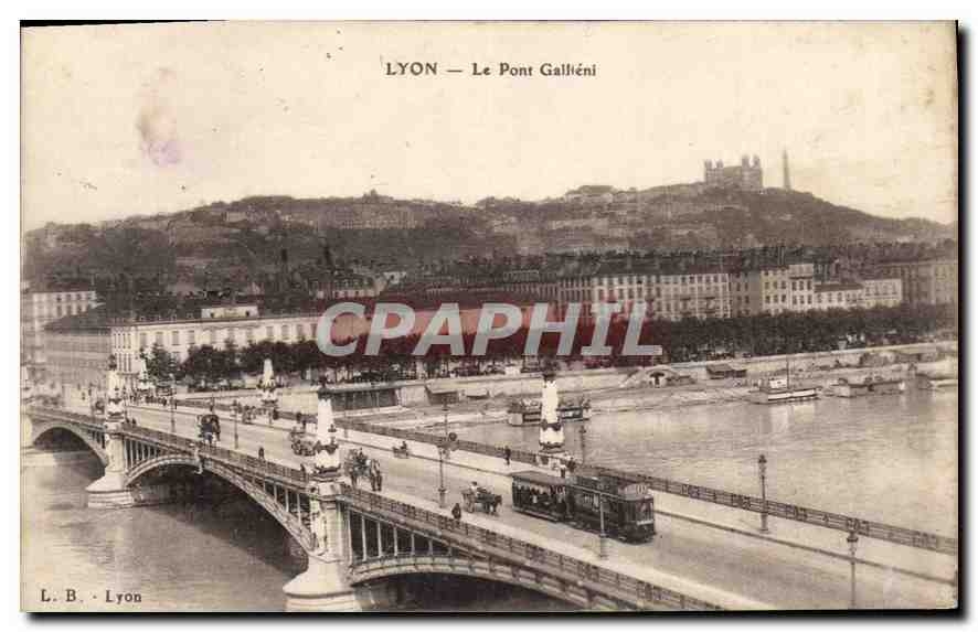 CPA Lyon Le Pont Gallieni Tramway