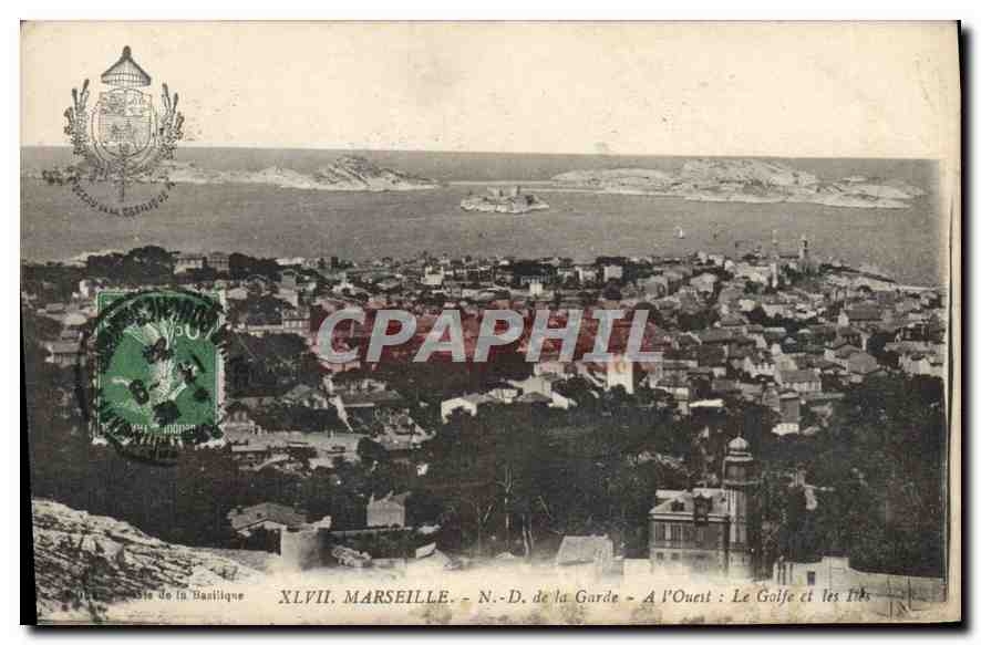 CPA Marseille N D de la Garde a l'Ouest le Golfe et les Iles
