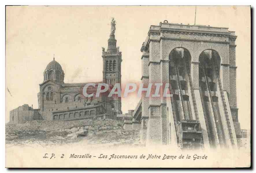 CPA Marseille Les Ascenseurs de Notre Dame de la Garde