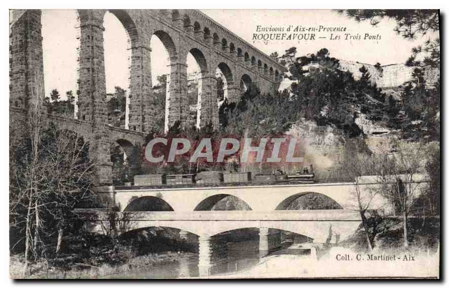 CPA Environs d'Aix en Provence Roquefavour les Trois Ponts