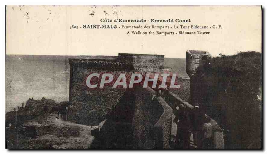 CPA Cote d'Emeraude Saint Malo Promenade des Remparts La Tour Bidouane