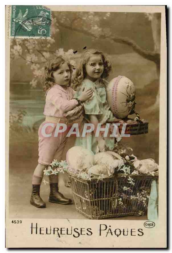 CPA Heureuses Pâques Enfants