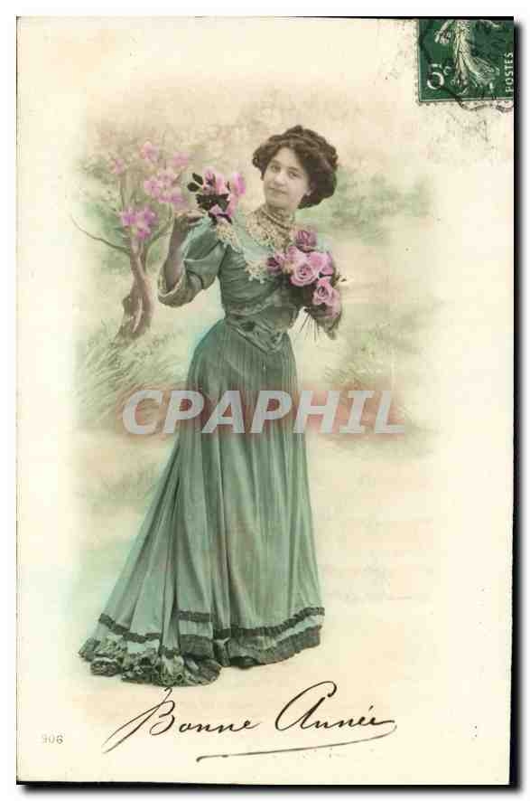 CPA Bonne Annee Femme