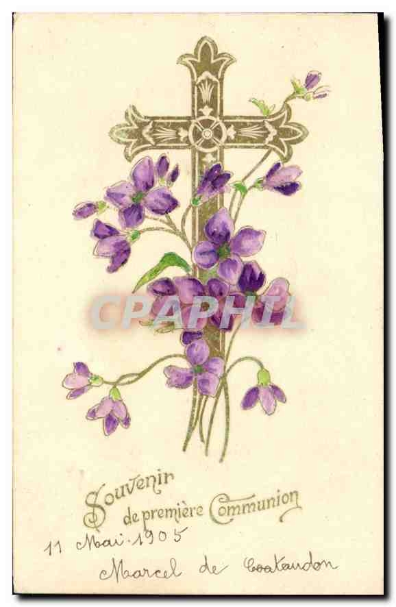 CPA Souvenir de premiere Communion 11 mai 1905 Fleurs