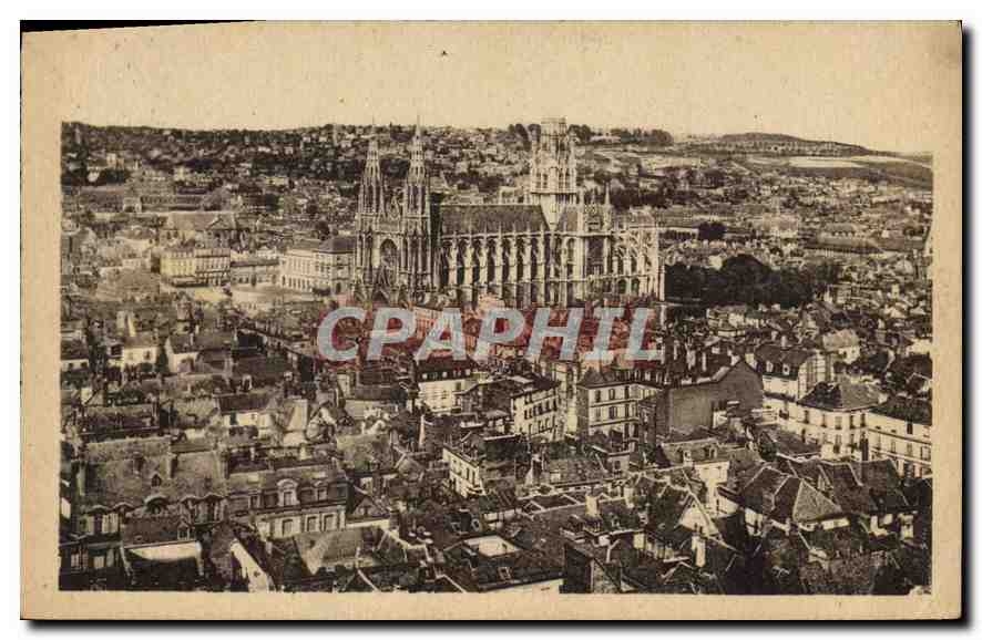 CPA Rouen Vue generale et l'Eglise Saint Ouent