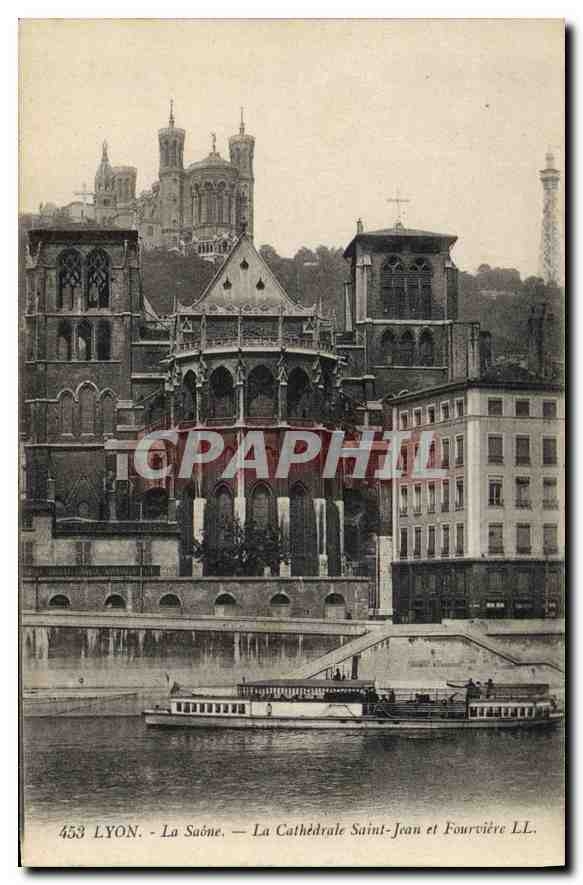 CPA Lyon La Saone La Cathedrale Saint Jean et Fourviere
