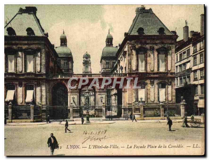 CPA Lyon Hotel de Ville la Facade Place de la Comedie