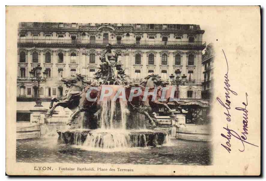 CPA Lyon Fontaine Bartholdi Place des Terreaux