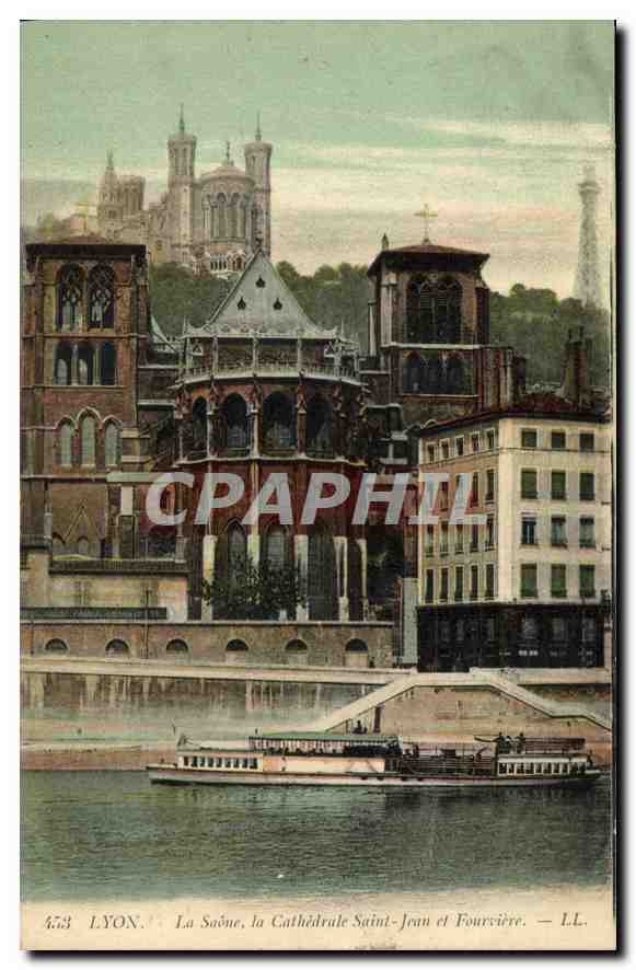 CPA Lyon La Saone La Cathedrale Saint Jean et Fourviere