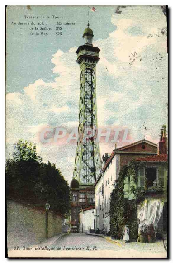 CPA Lyon Tour Metallique de Fourviere Hauteur de la Tour Au dessus du Sol 85 metre de la Saone 212 m