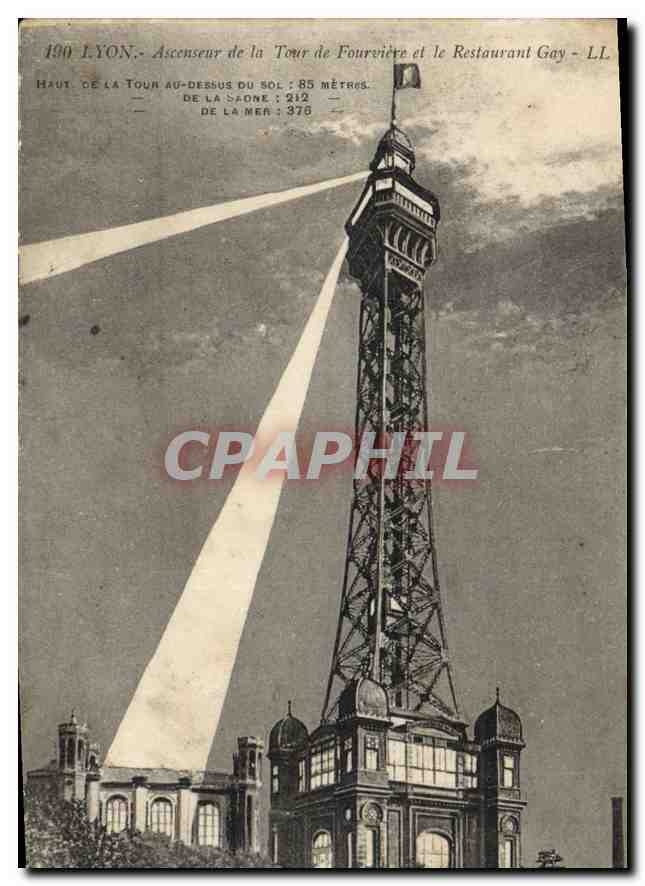 CPA Lyon Ascenseur de la Tour de Fourviere et le Restaurant Gay
