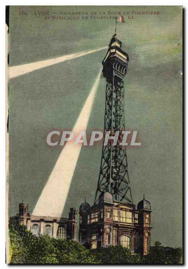 CPA Lyon Ascenseur de la Tour de Fourviere et Basilique de Fourviere