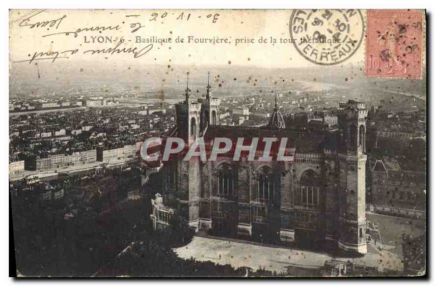 CPA Lyon Basilique de Fourviere prise de la tour Metallique