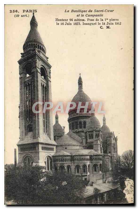 CPA Paris La Basilique Sacre Coeur et le Campanlile