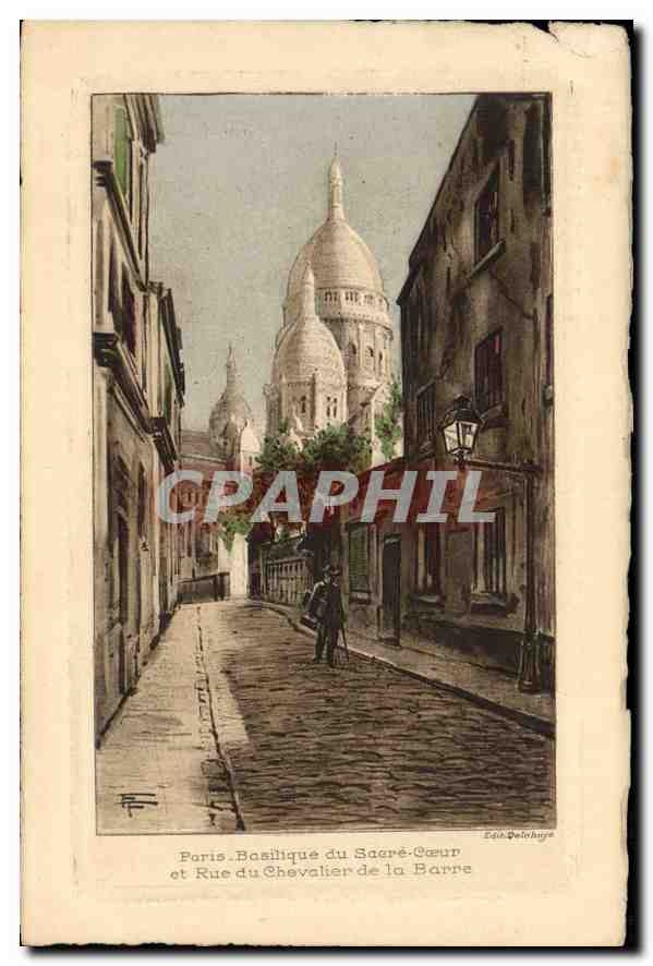 CPA Paris La Basilique du Sacre Coeur et rue du Chevalier de la Barre