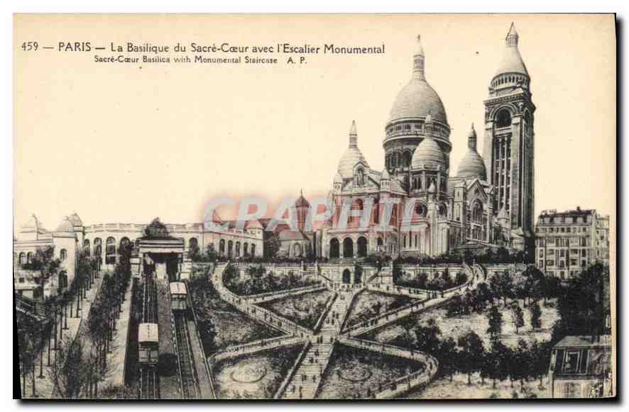 CPA Paris Basilique du Sacre Coeur avec l'Escalier Monumental