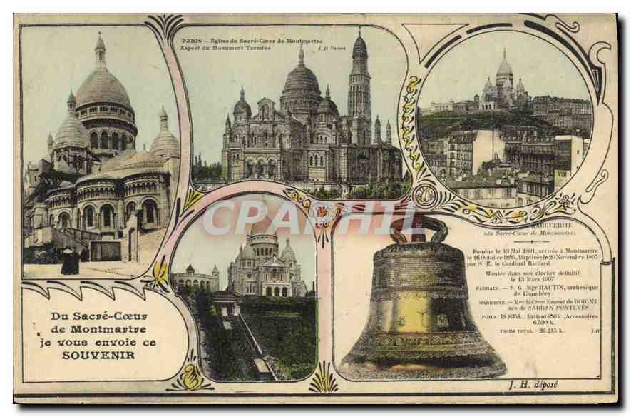CPA Paris Sacre Coeur de Montmartre je vous envoie ce souvenir Cloche