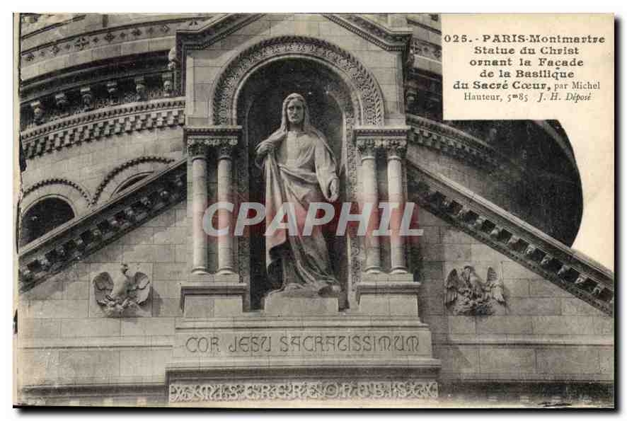 CPA Paris Montmartre Statue du Christ ornant la Facade de la Basilique du Sacre Coeur