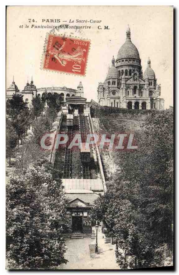 CPA Paris Sacre Coeur et le Funiculaire de Montmartre