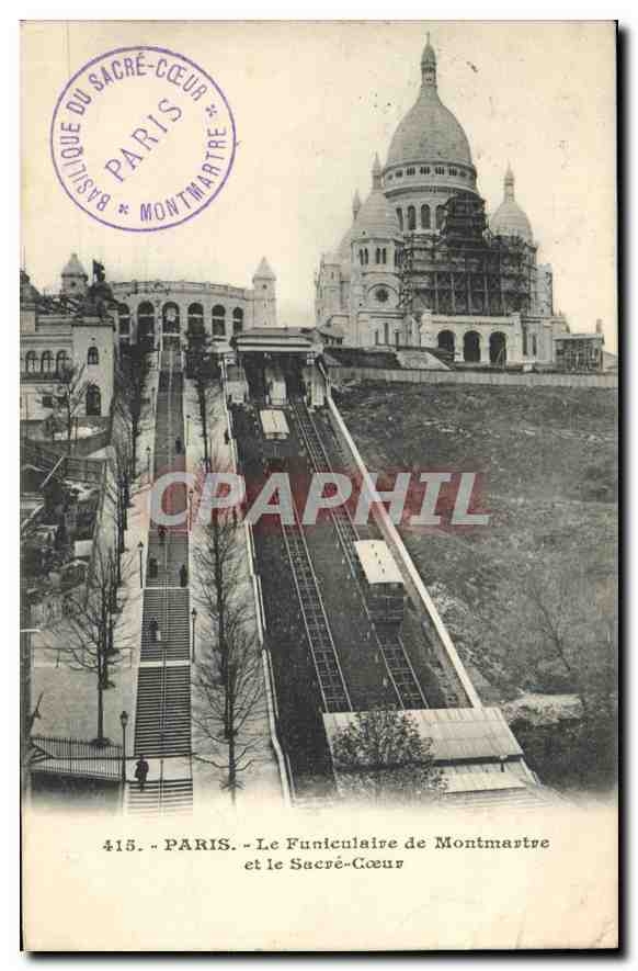 CPA Paris Funiculaire de Montmartre et le Sacre Coeur