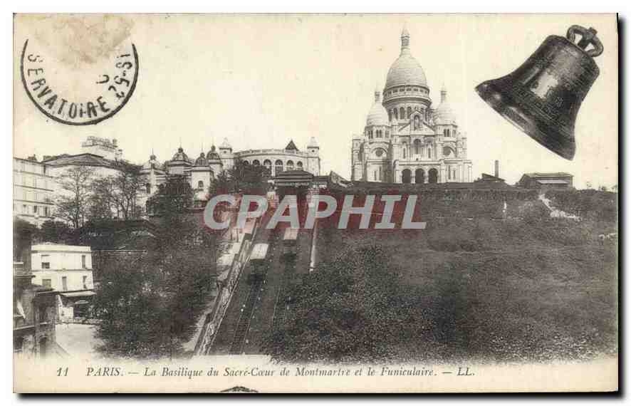 CPA Paris Basilique du Sacre Coeur de Montmartre et le Funiculaire Cloche