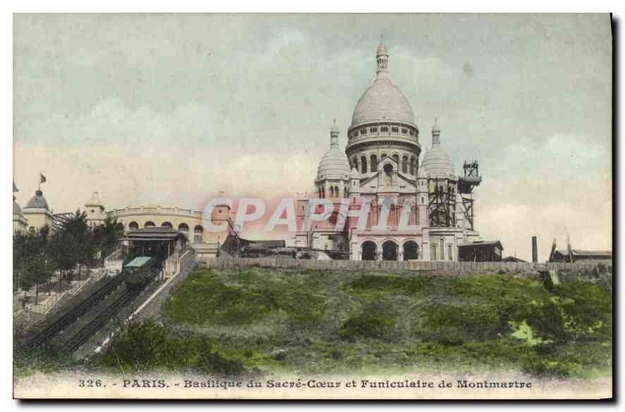 CPA Paris Basilique du Sacre Coeur et Funiculaire de Montmartre