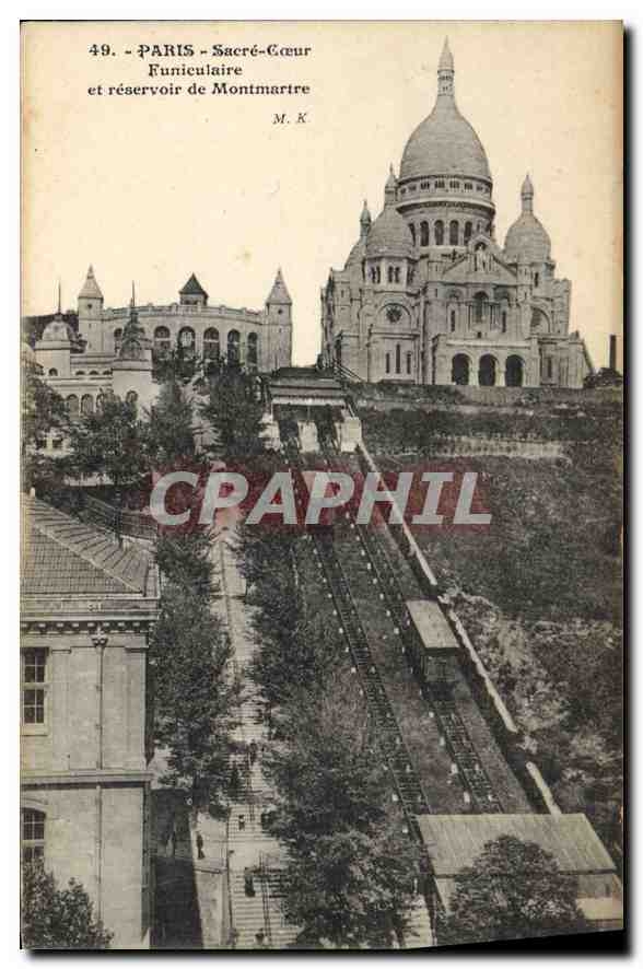 CPA Paris Sacre Coeur Funiculaire et reservoir de Montmartre