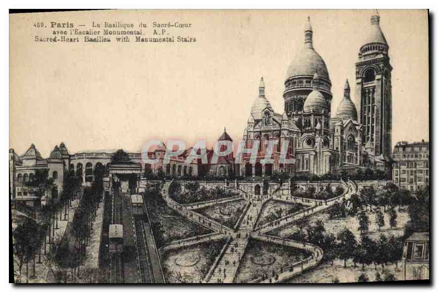 CPA Paris La Basilique du Sacre Coeur avec l'Escalier Monumental