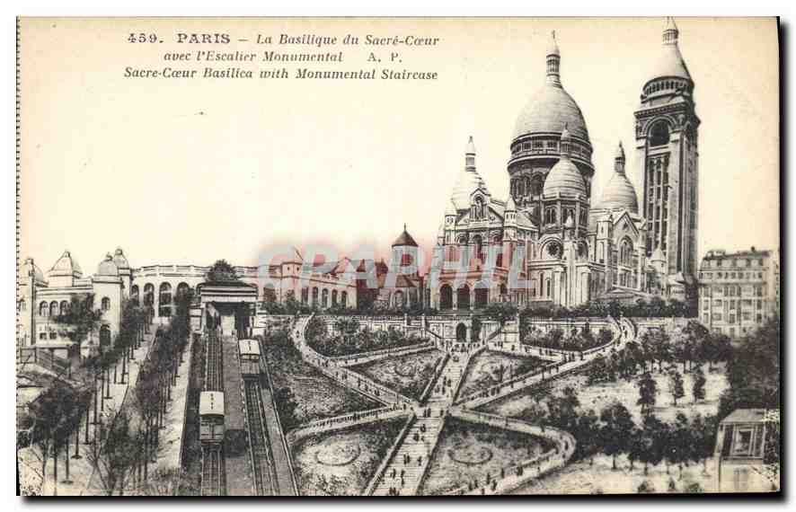 CPA Paris La Basilique du Sacre Coeur avec l'Escalier Monumental
