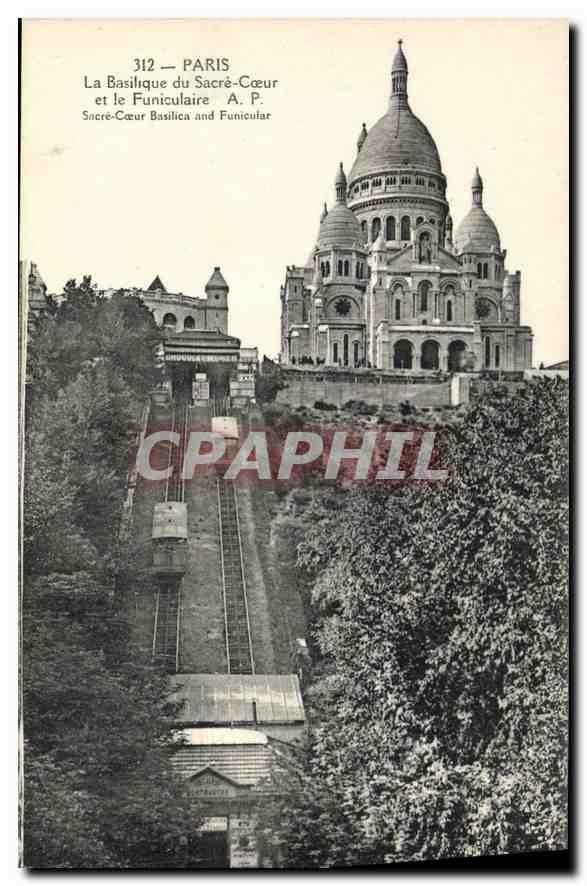 CPA Paris La Basilique du Sacre Coeur et le Funiculaire