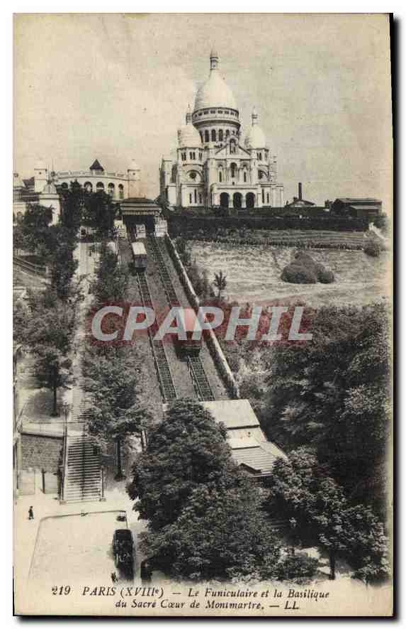 CPA Paris (XVIIIe) Le Funiculaire et la Basilique du Sacre Coeur de Montmartre
