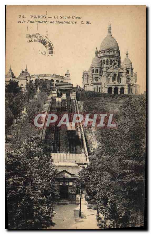 CPA Paris le Sacre Coeur et le Funiculaire de Montmartre