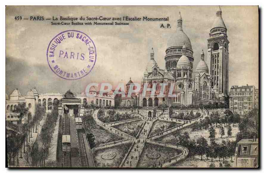 CPA Paris Basilique du Sacre Coeur avec l'Escalier Monumental