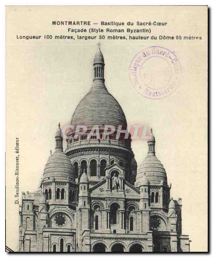 CPA Montmartre Basilique du Sacre Coeur Facade (Style Romen Byzantin)