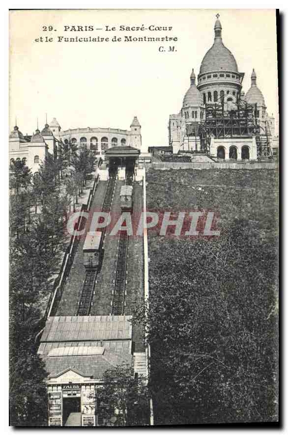 CPA Paris le Sacre Coeur et le Funiculaire de Montmartre