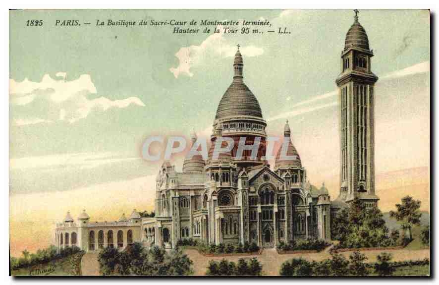 CPA Paris Basilique du Sacre Coeur de Montmartre terminee Hauteur de la Tour 95 m
